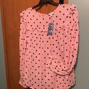 Pink Swiss Dot Top